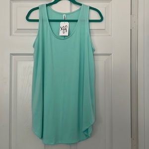 Zenana Premium Mint/Aqua Flowy Tank Top.